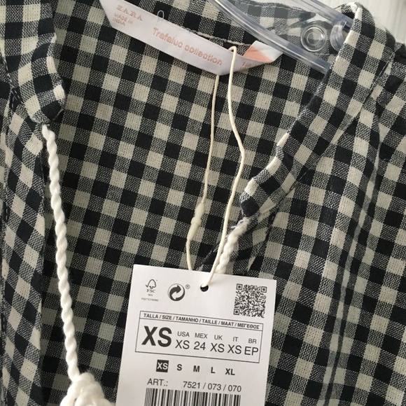 nwt womens ZARA oversized floral checkered top - Picture 6 of 7